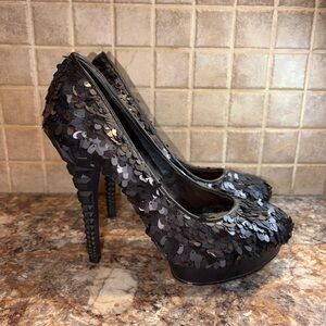 RACHEL Rachel Roy Black Sequin Heels